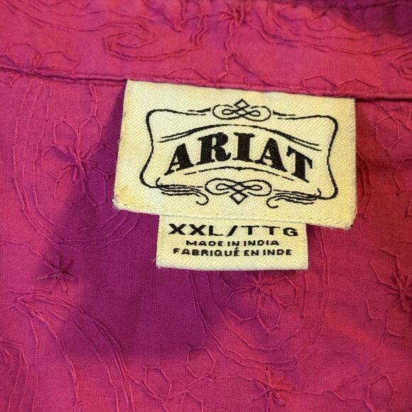 Ariat Women’s XXL Long Sleeve Pearl Snap Pink Embroidered Western Cowgirl - Picture 3 of 6
